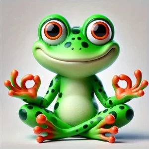Autocollant représentant une grenouille verte assise en méditation