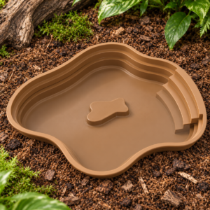 Bassin de terrarium brun en forme de grenouille